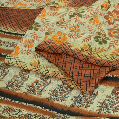 Sanskriti Vintage Sarees Pure Silk 5yd Quilting Felting Craft Sustainable Fabric Print Sari