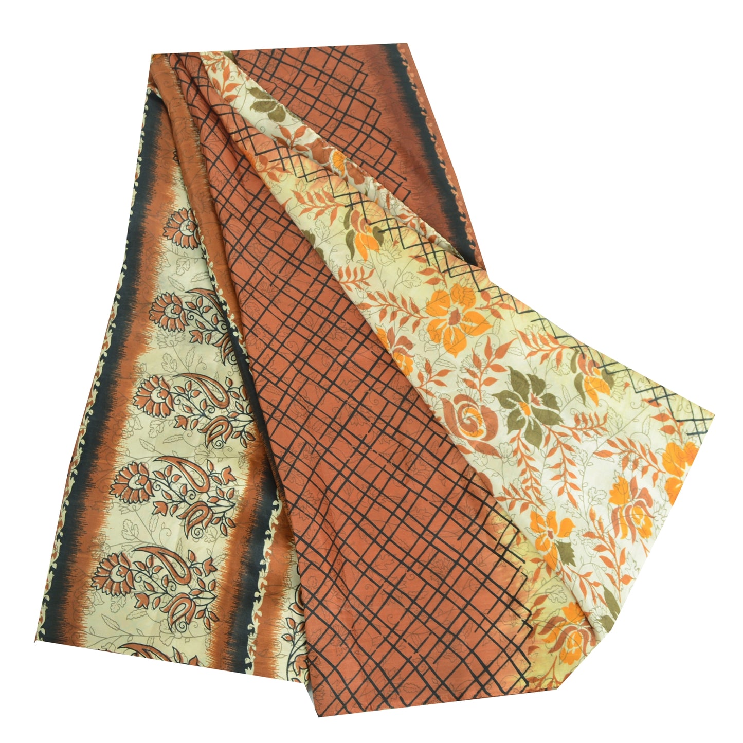 Sanskriti Vintage Sarees Pure Silk 5yd Quilting Felting Craft Sustainable Fabric Print Sari