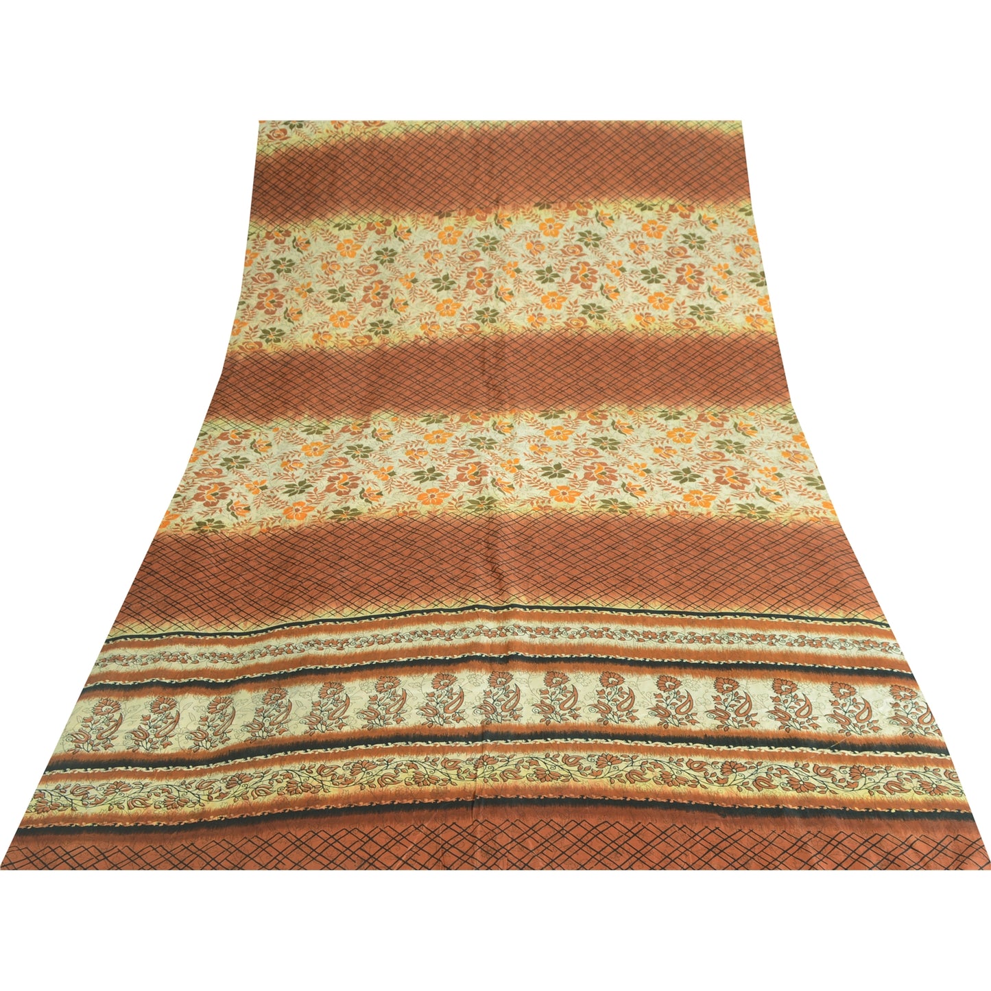 Sanskriti Vintage Sarees Pure Silk 5yd Quilting Felting Craft Sustainable Fabric Print Sari