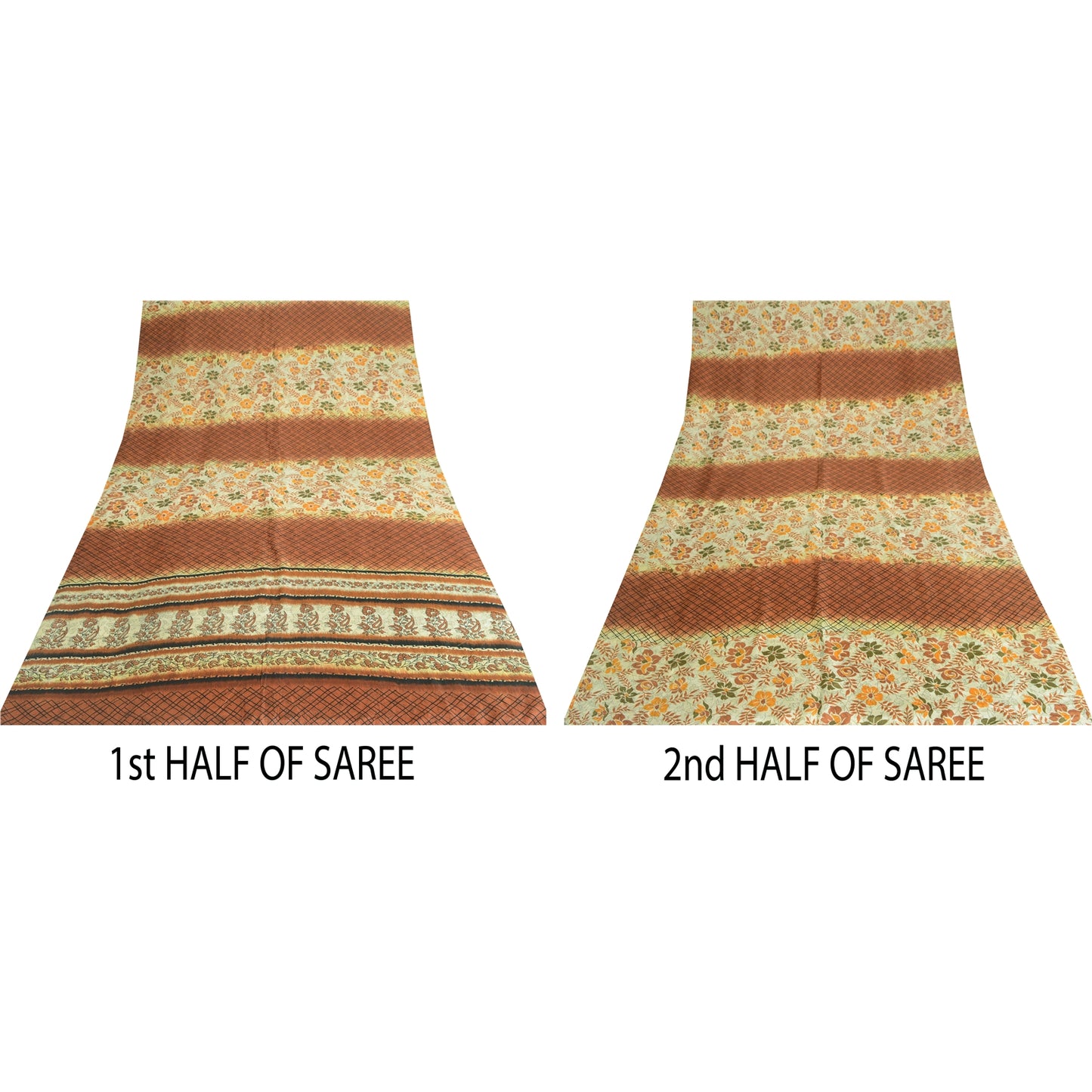 Sanskriti Vintage Sarees Pure Silk 5yd Quilting Felting Craft Sustainable Fabric Print Sari