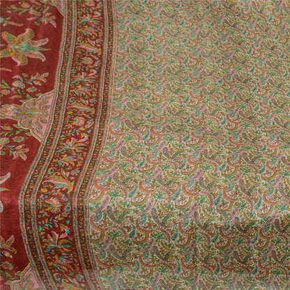 Sanskriti Vintage Sarees 5yd Quilting Felting Craft Sustainable Fabric Pure Silk Print Sari