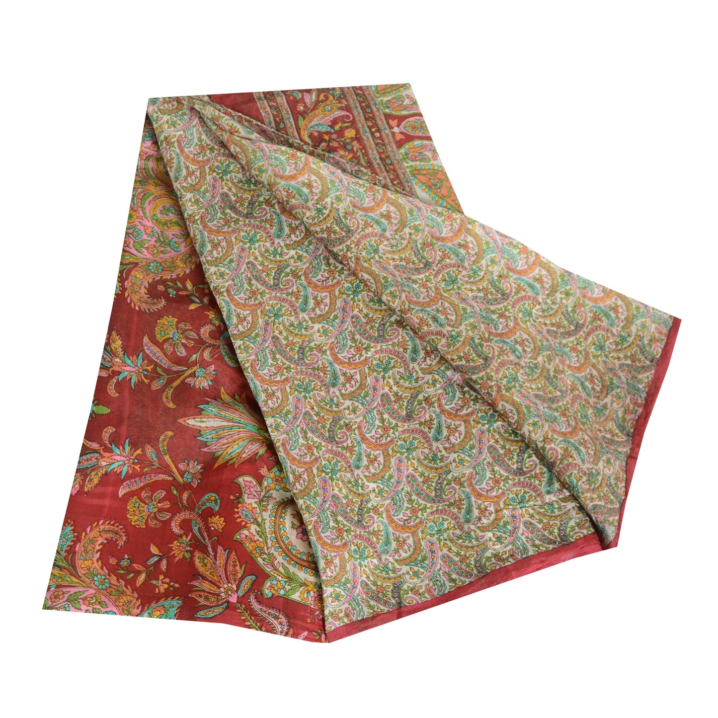 Sanskriti Vintage Sarees 5yd Quilting Felting Craft Sustainable Fabric Pure Silk Print Sari