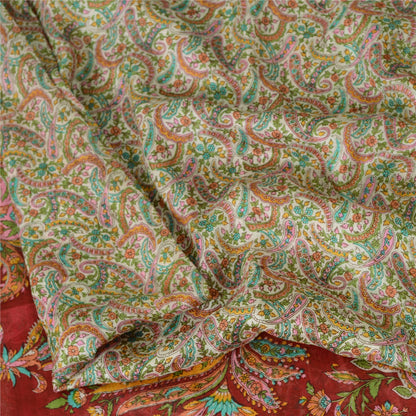 Sanskriti Vintage Sarees 5yd Quilting Felting Craft Sustainable Fabric Pure Silk Print Sari