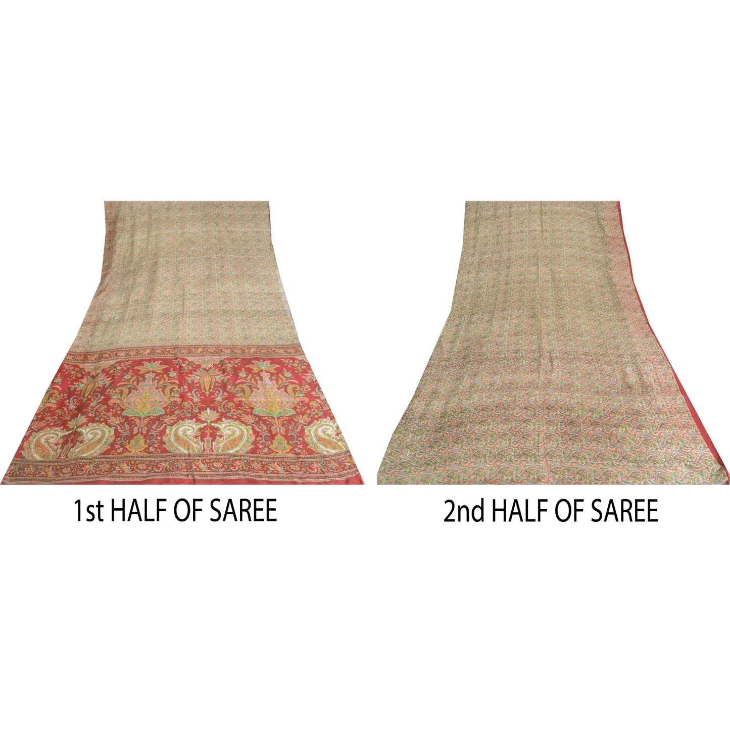 Sanskriti Vintage Sarees 5yd Quilting Felting Craft Sustainable Fabric Pure Silk Print Sari