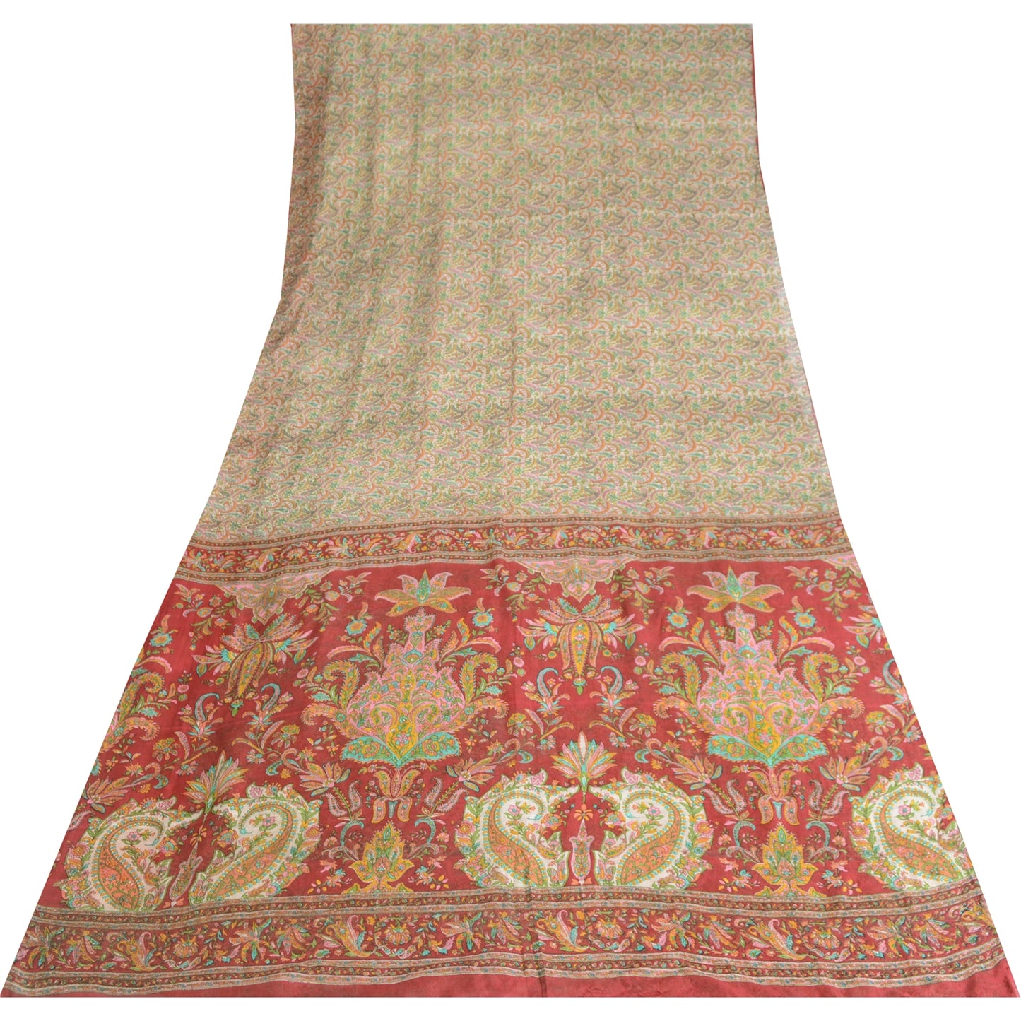 Sanskriti Vintage Sarees 5yd Quilting Felting Craft Sustainable Fabric Pure Silk Print Sari