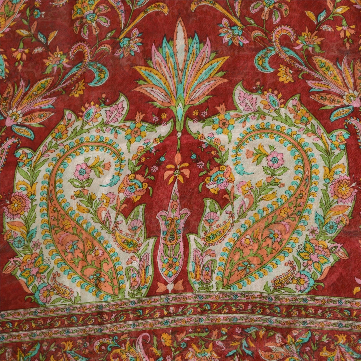 Sanskriti Vintage Sarees 5yd Quilting Felting Craft Sustainable Fabric Pure Silk Print Sari