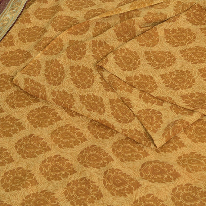 Sanskriti Vintage Sarees Pure Georgette Embroidered Patch Printed Sari Sustainable Fabric