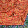 Sanskriti Vintage Sarees Red/Green 100% Pure Silk Printed Sari 5yd Craft Sustainable Fabric