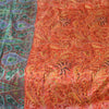 Sanskriti Vintage Sarees Red/Green 100% Pure Silk Printed Sari 5yd Craft Sustainable Fabric