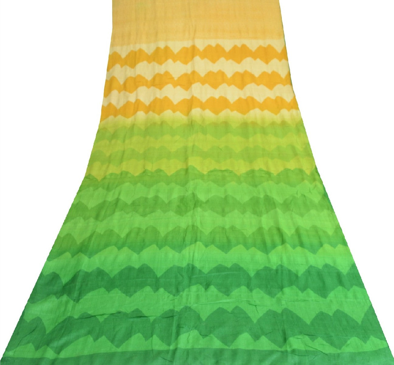 Sanskriti Vintage Sarees Indisk Cremefarvet Ren Silke Trykt Sari 5yd Håndværk Bæredygtigt Stoff