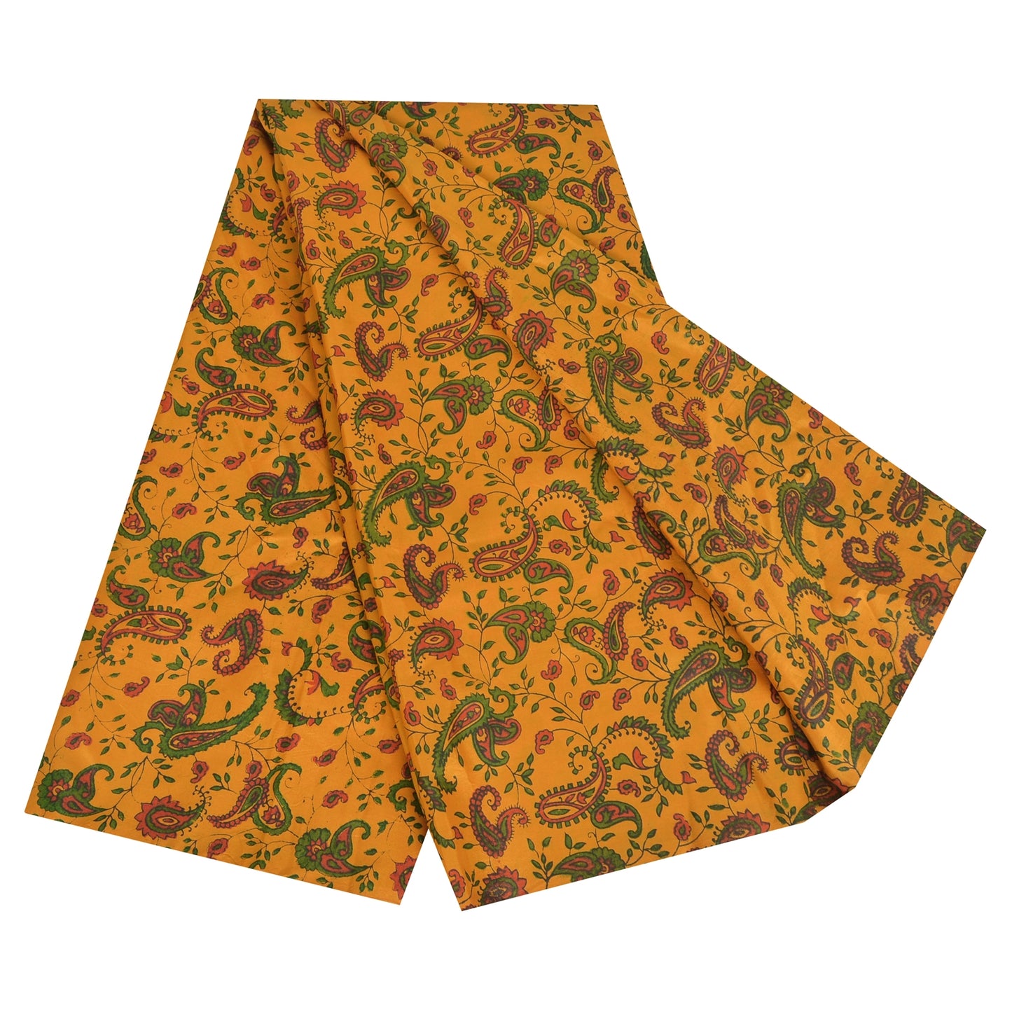 Sanskriti Vintage Sarees Yellow 100% Pure Silk Printed Sari 5yd Craft Sustainable Fabric