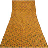 Sanskriti Vintage Sarees Yellow 100% Pure Silk Printed Sari 5yd Craft Sustainable Fabric