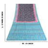 Sanskriti Vintage Sarees Blue From India Pure Silk Printed Sari 5yd Craft Sustainable Fabric