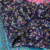 Sanskriti Vintage Sarees Blue From India Pure Silk Printed Sari 5yd Craft Sustainable Fabric