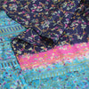 Sanskriti Vintage Sarees Blue From India Pure Silk Printed Sari 5yd Craft Sustainable Fabric