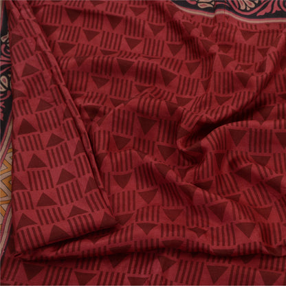 Sanskriti Vintage Sarees Røde Quiltning Filtning Håndværk Bæredygtigt Stof Ren Silke Print Sari