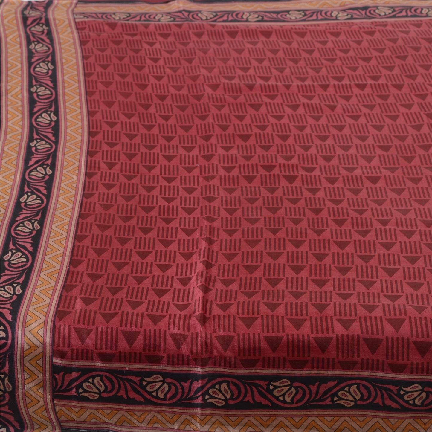 Sanskriti Vintage Sarees Røde Quiltning Filtning Håndværk Bæredygtigt Stof Ren Silke Print Sari