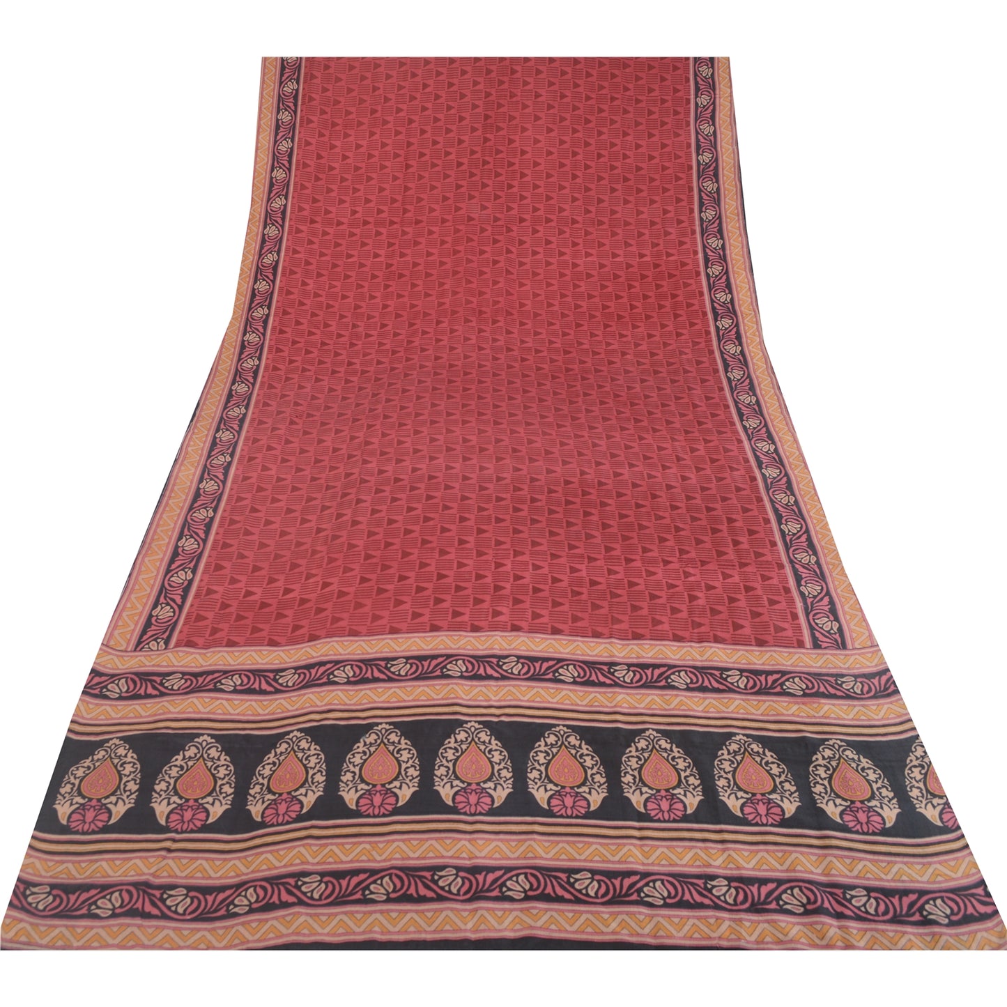 Sanskriti Vintage Sarees Røde Quiltning Filtning Håndværk Bæredygtigt Stof Ren Silke Print Sari