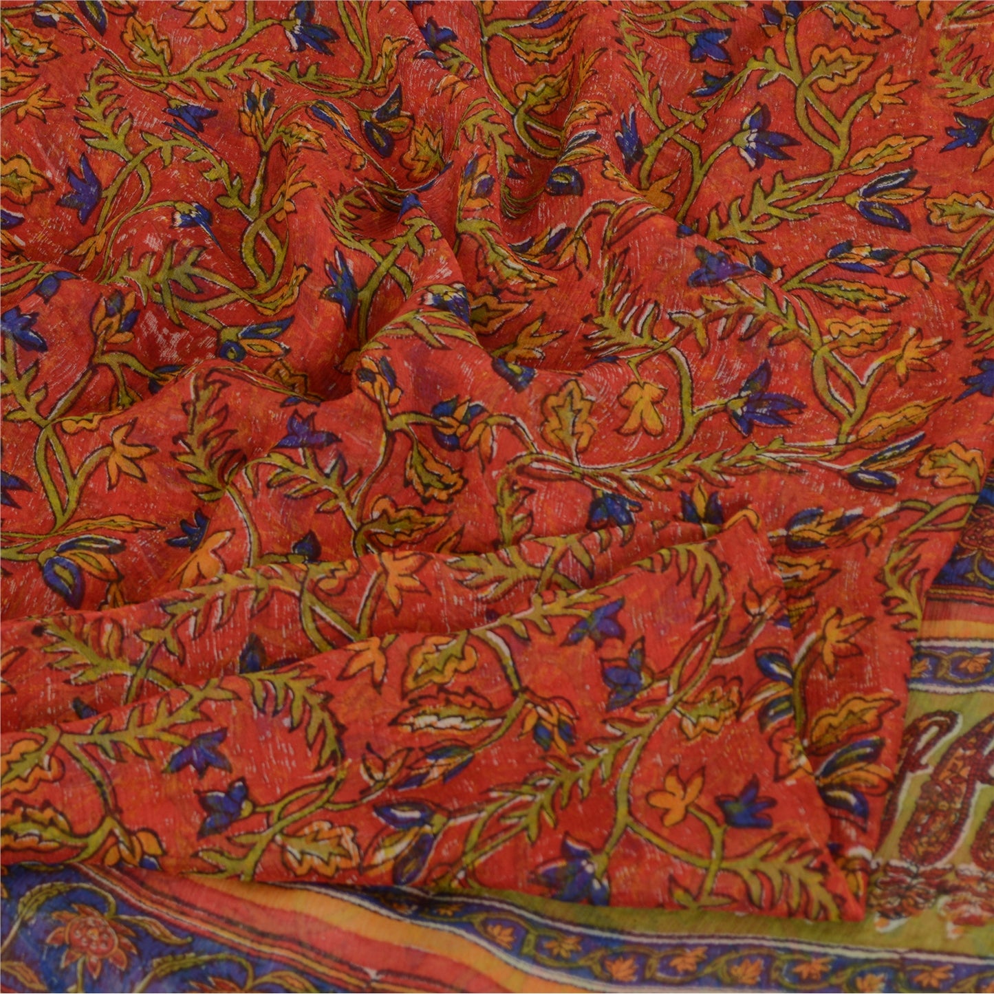 Sanskriti Vintage Sarees Quilting Felting Craft Sustainable Fabric Pure Chiffon Print Sari