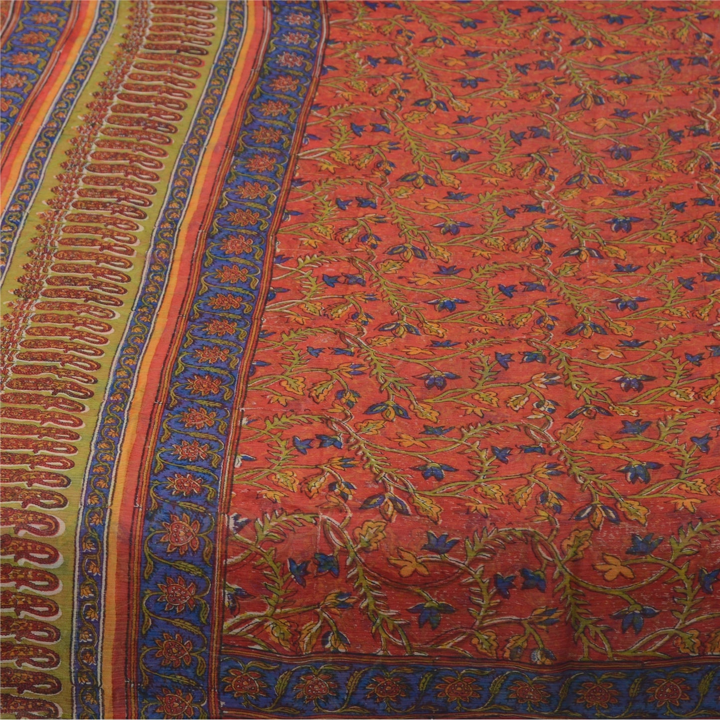 Sanskriti Vintage Sarees Quilting Felting Craft Sustainable Fabric Pure Chiffon Print Sari