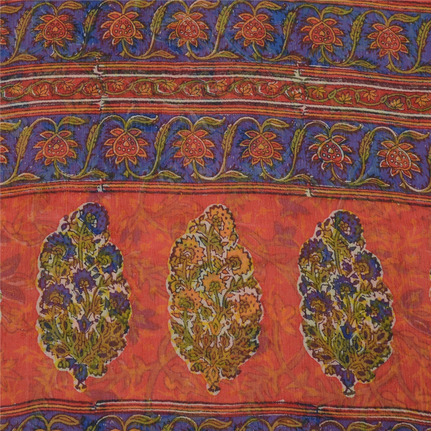 Sanskriti Vintage Sarees Quilting Felting Craft Sustainable Fabric Pure Chiffon Print Sari