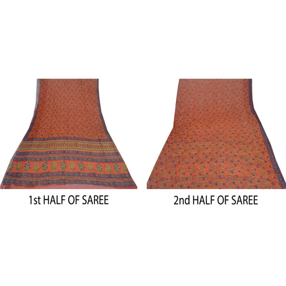 Sanskriti Vintage Sarees Quilting Felting Craft Sustainable Fabric Pure Chiffon Print Sari