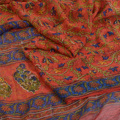 Sanskriti Vintage Sarees Quilting Felting Craft Sustainable Fabric Pure Chiffon Print Sari