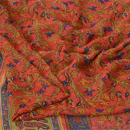 Sanskriti Vintage Sarees Quilting Felting Craft Sustainable Fabric Pure Chiffon Print Sari