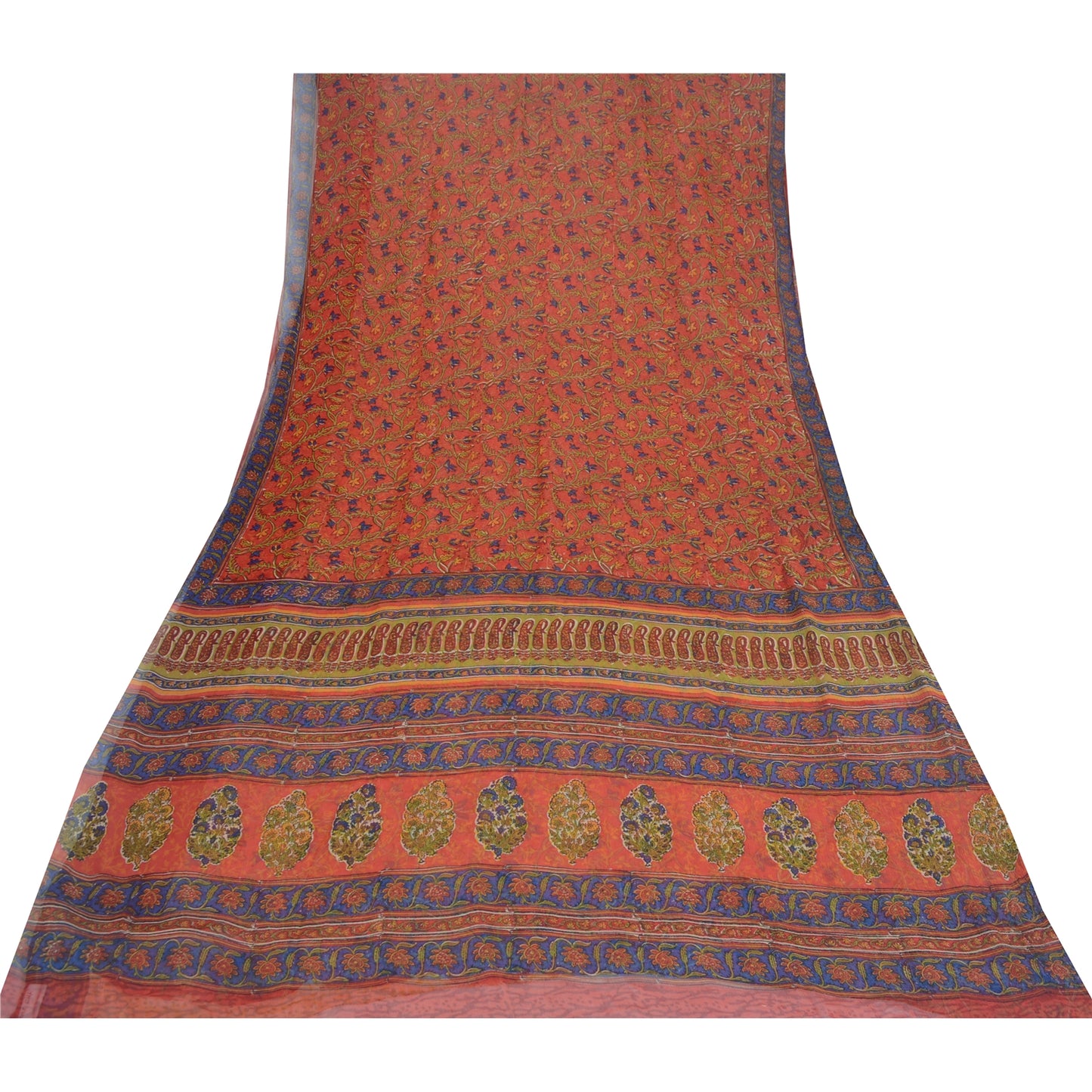 Sanskriti Vintage Sarees Quilting Felting Craft Sustainable Fabric Pure Chiffon Print Sari