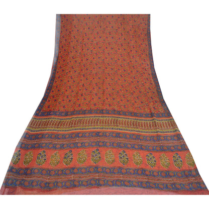 Sanskriti Vintage Sarees Quilting Felting Craft Sustainable Fabric Pure Chiffon Print Sari