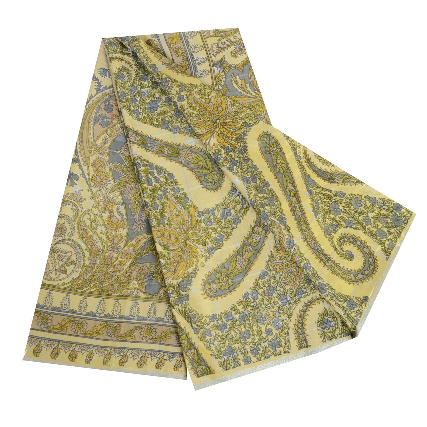 Санскритские винтажные сари индийское кремовое чистое шелковое сари с принтом 5 ярдов ткань для рукоделия из экологически чистой ткани