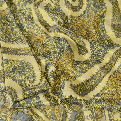 Санскритские винтажные сари индийское кремовое чистое шелковое сари с принтом 5 ярдов ткань для рукоделия из экологически чистой ткани