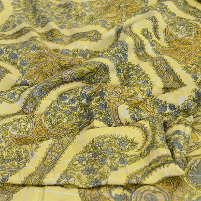 Санскритские винтажные сари индийское кремовое чистое шелковое сари с принтом 5 ярдов ткань для рукоделия из экологически чистой ткани