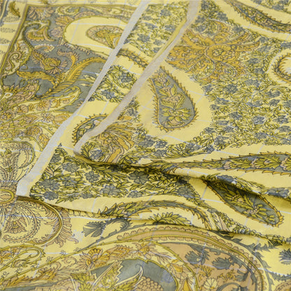 Санскритские винтажные сари индийское кремовое чистое шелковое сари с принтом 5 ярдов ткань для рукоделия из экологически чистой ткани