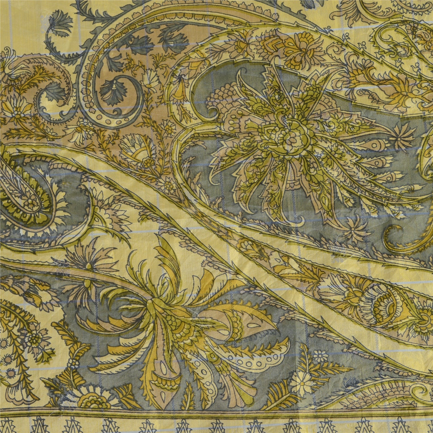 Санскритские винтажные сари индийское кремовое чистое шелковое сари с принтом 5 ярдов ткань для рукоделия из экологически чистой ткани