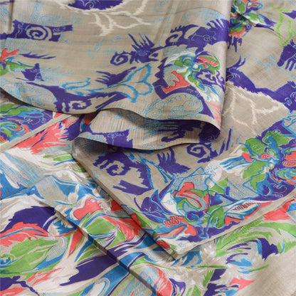 Санскритские винтажные сари индийское фиолетовое чистое шелковое сари с принтом 5 ярдов ремесленная устойчивая ткань