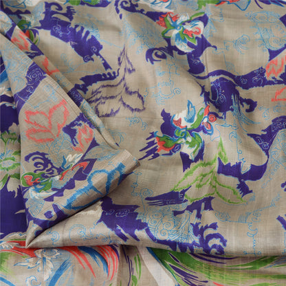 Санскритские винтажные сари индийское фиолетовое чистое шелковое сари с принтом 5 ярдов ремесленная устойчивая ткань