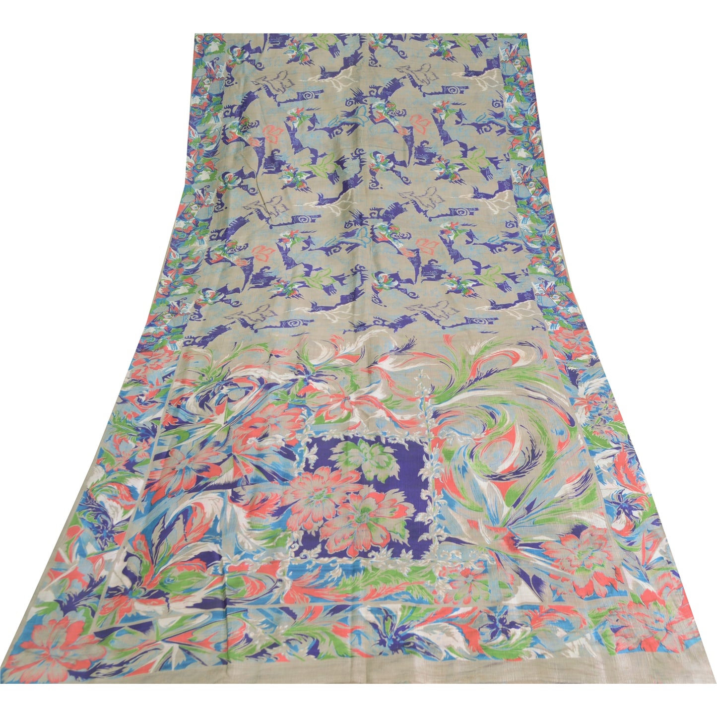 Санскритские винтажные сари индийское фиолетовое чистое шелковое сари с принтом 5 ярдов ремесленная устойчивая ткань