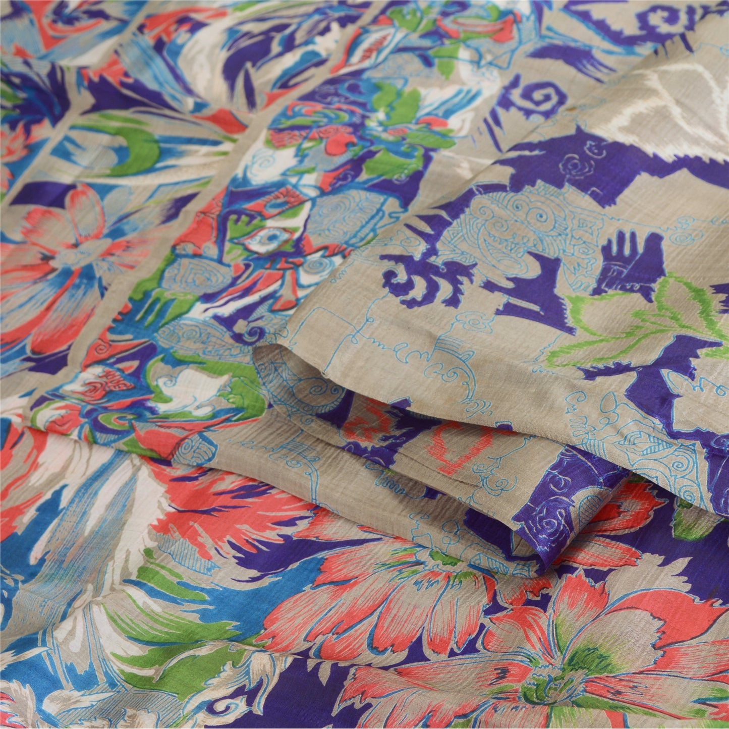 Санскритские винтажные сари индийское фиолетовое чистое шелковое сари с принтом 5 ярдов ремесленная устойчивая ткань