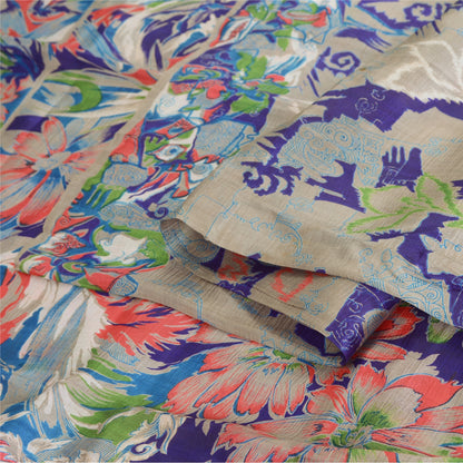 Санскритские винтажные сари индийское фиолетовое чистое шелковое сари с принтом 5 ярдов ремесленная устойчивая ткань