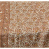 Sanskriti Vintage Sarees Brown/Cream 100%Pure Silk Printed Sari 5yd Craft Sustainable Fabric
