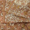Sanskriti Vintage Sarees Brown/Cream 100%Pure Silk Printed Sari 5yd Craft Sustainable Fabric