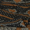 Sanskriti Vintage Sarees Cream/Black Pure Silk Printed Sari 5yd Craft Sustainable Fabric