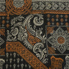 Sanskriti Vintage Sarees Cream/Black Pure Silk Printed Sari 5yd Craft Sustainable Fabric