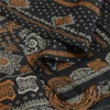 Sanskriti Vintage Sarees Cream/Black Pure Silk Printed Sari 5yd Craft Sustainable Fabric