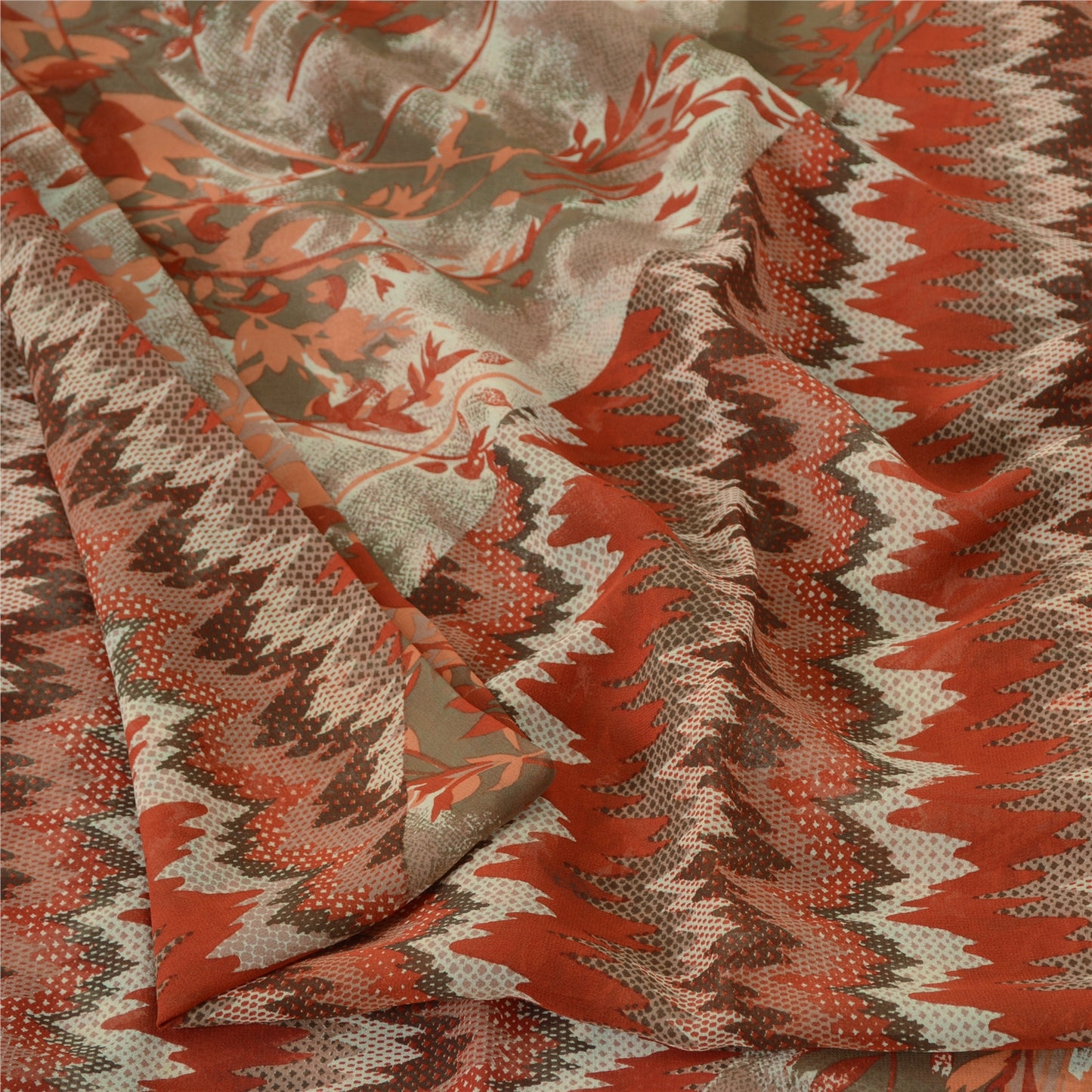 Sanskriti Vintage Sarees Quilting Felting Craft Sustainable Fabric Pure Georgette Print Sari