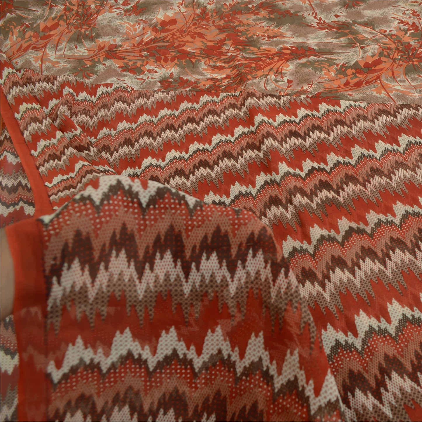 Sanskriti Vintage Sarees Quilting Felting Craft Sustainable Fabric Pure Georgette Print Sari