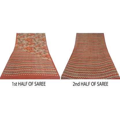 Sanskriti Vintage Sarees Quilting Felting Craft Sustainable Fabric Pure Georgette Print Sari