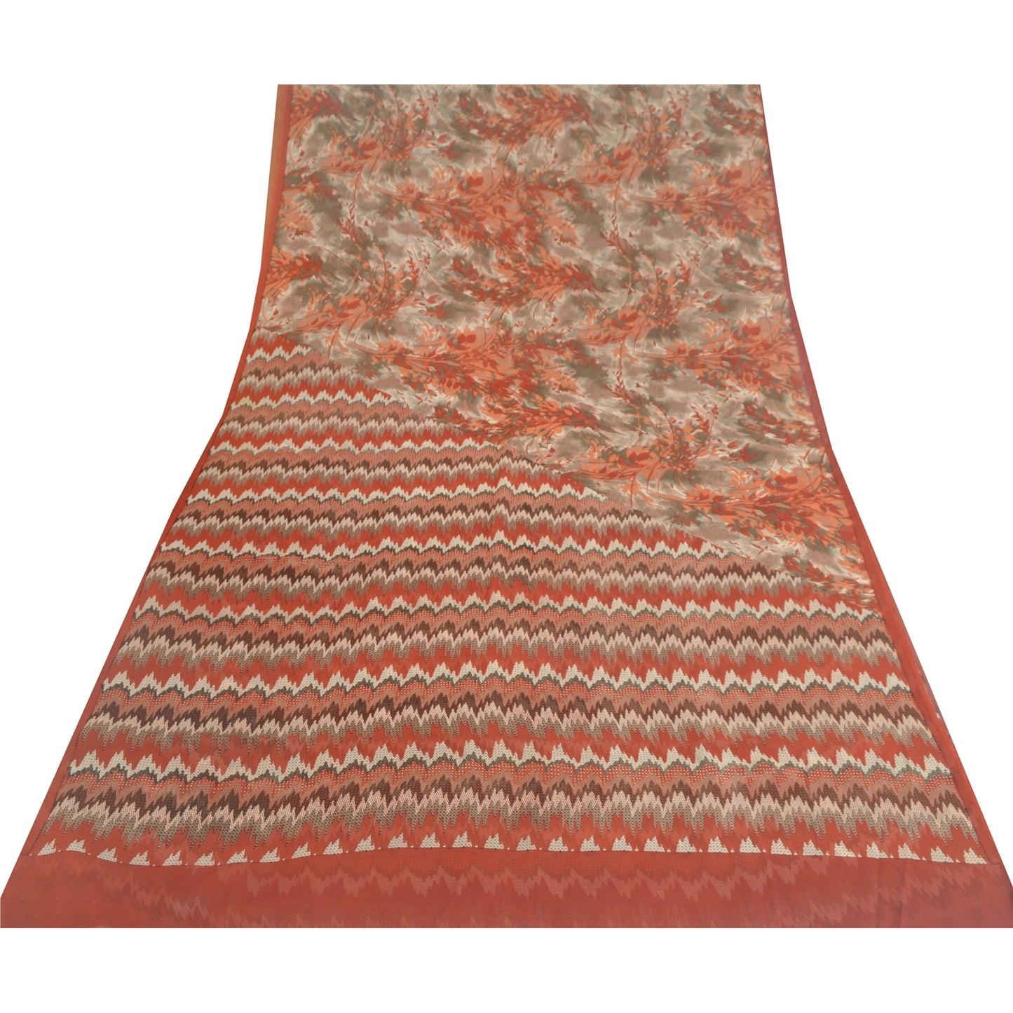 Sanskriti Vintage Sarees Quilting Felting Craft Sustainable Fabric Pure Georgette Print Sari