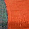 Sanskriti Vintage Sarees Orange Indian Pure Silk Printed Sari 5yd Craft Sustainable Fabric